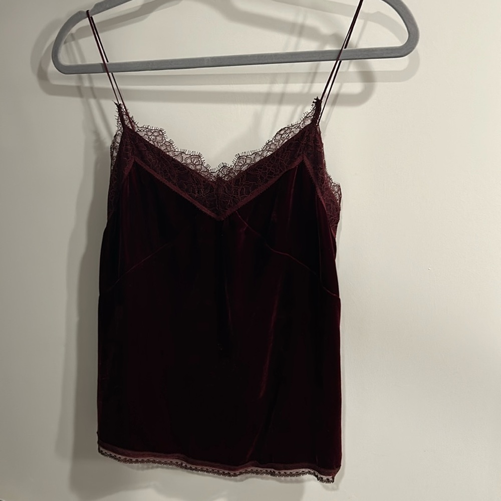 All Saints velvet with lace detail top